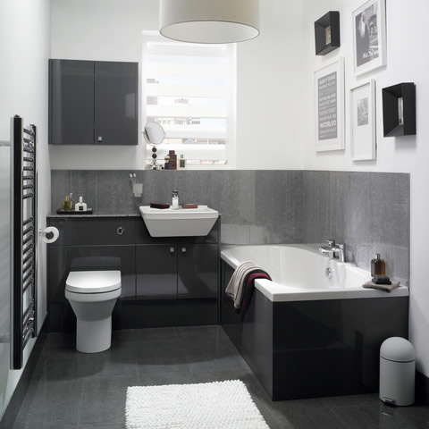 graphite grey gloss bathroom furniture Mereway